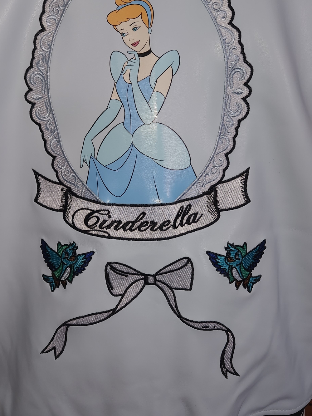 Forever 21 Disney Pale Blue Varsity Cinderella Jacket with Black & White Trim - Picture 4 of 6